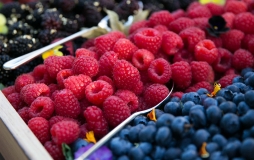 Fresh raspberries, blueberries & blackberries at Parq Vancouver