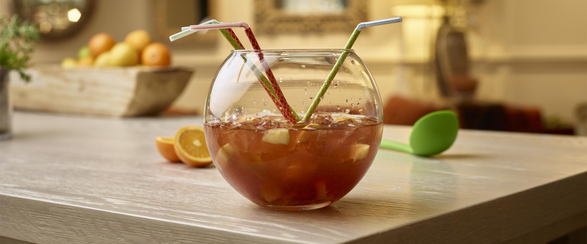 Punch bowl with 4 straws from Honey Salt at Parq Vancouver